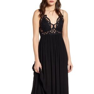 Free People Black Adella Maxi Slipdress L
